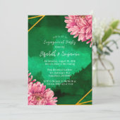 Invitation Chrysanthèmes rose Gold Engagement Party (Debout devant)