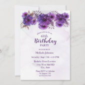 Invitation Chrysanthèmes violets 60e anniversaire (Devant)