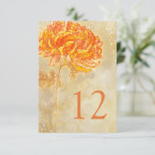 Invitation Chrysanthemum Orange Floral Mariage Numéro de tabl (Debout devant)
