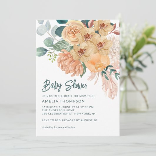 Invitation Chrysanthemum Pampas Grass Eucalyptus Orchidées In (Debout devant)