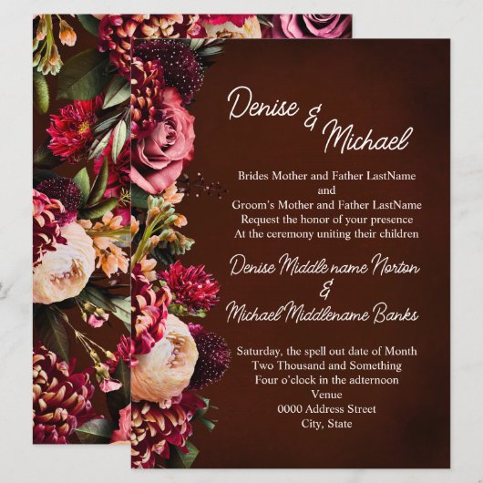 Invitation Chrysanthemum sur le Mariage de vin (Devant / Derrière)