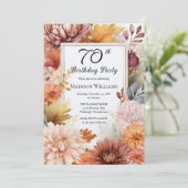 Invitation Chrysanthemums Peonies Floral 70th Birthday Party (Debout devant)
