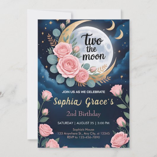 Invitation Chuchotements de deux au clair de lune (Devant)