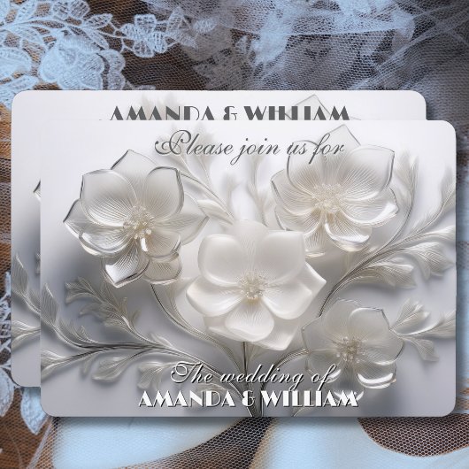 Invitation Chuchotements de Fleurs Blanches Délicates Mariage