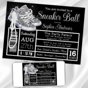 Invitation Chucks Pearl Diamond Basket Ball Anniversaire