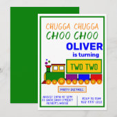 Invitation Chugga Choo Choo Boy's 2e Anniversaire (Devant / Derrière)