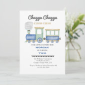 Invitation Chugga Choo, train bleu pour le 2e anniversaire du (Debout devant)