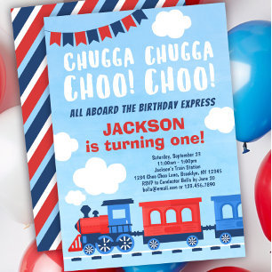 Invitation Chugga Chugga Choo Choo Boys Train 1er anniversair