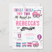 Invitation Chugga Chugga Choo choo Fille Train fête d'anniver (Devant)
