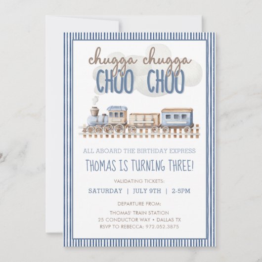 Invitation Chugga Chugga CHOO CHOO Train Anniversaire (Devant)