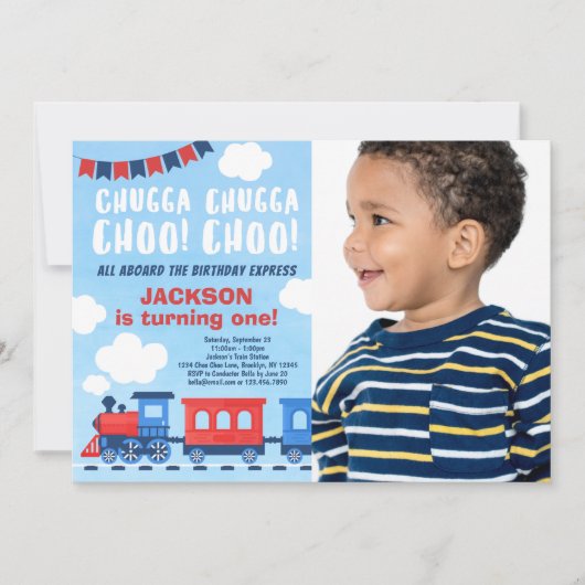 Invitation Chugga Chugga Choo Choo Train Anniversaire Photo (Devant)