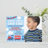 Invitation Chugga Chugga Choo Choo Train Anniversaire Photo (Debout devant)