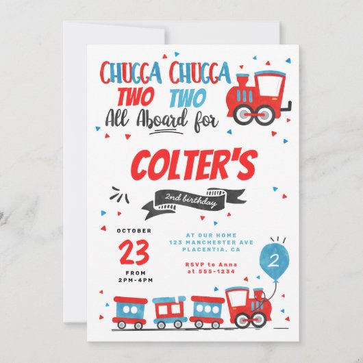 Invitation Chugga Chugga Choo choo Train fête d'anniversaire (Devant)