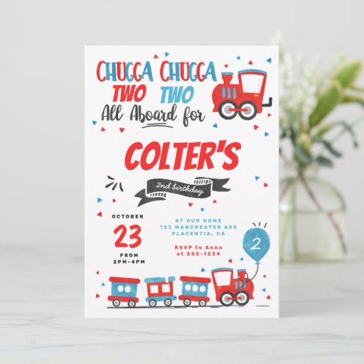 Invitation Chugga Chugga Choo choo Train fête d'anniversaire (Debout devant)