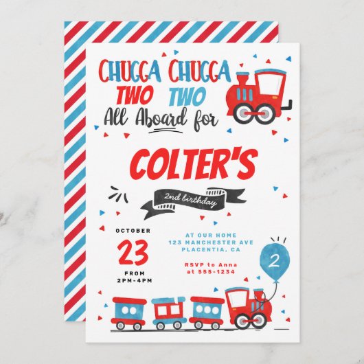 Invitation Chugga Chugga Choo choo Train fête d'anniversaire (Devant / Derrière)