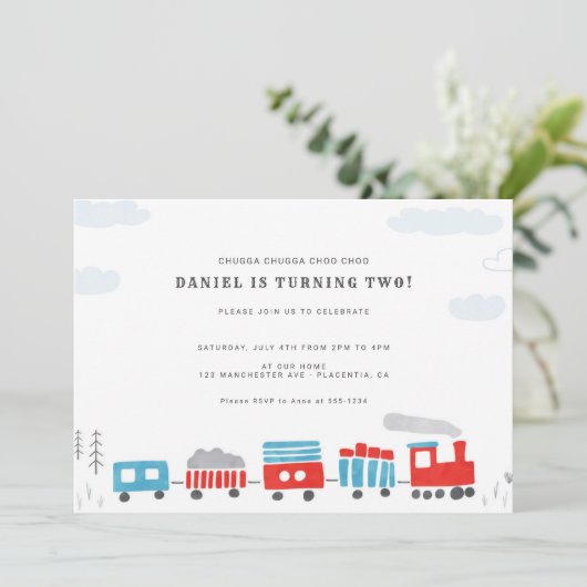 Invitation Chugga Chugga Choo choo Train fête d'anniversaire (Debout devant)