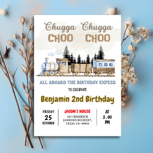 Invitation Chugga Chugga Choo Choo Train Vintage Anniversaire