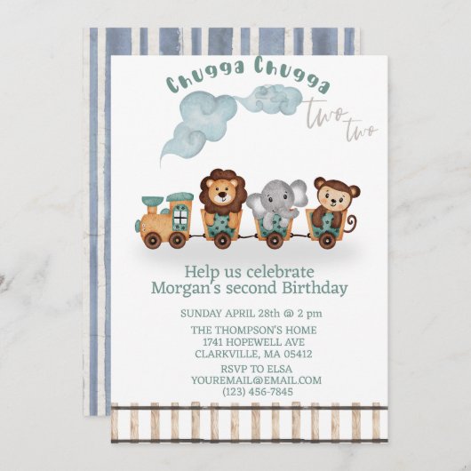Invitation Chugga chugga deux ans de train (Devant / Derrière)