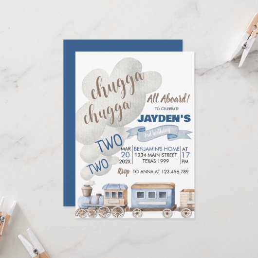 Invitation Chugga Chugga Deux Chugga Deux À Bord Du Train Ann (Devant/Arrière en situation)