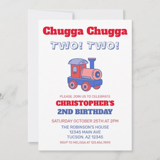 Invitation Chugga Chugga Deux ! Deux! (Devant)