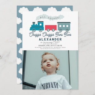 Invitation Chugga Chugga Deux Deux Train Boy 2e Anniversaire 