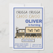 Invitation Chugga Chugga Deux Deux Train Boy's 2nd Birthday (Devant)