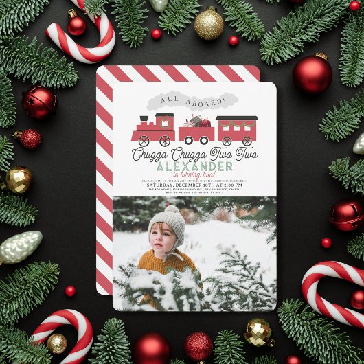 Invitation Chugga Chugga Deux Deux Train de Noël 2e Anniversa