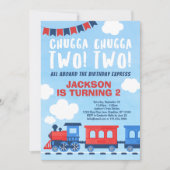 Invitation Chugga Chugga DEUX garçons Train 2e anniversaire (Devant)