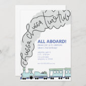 Invitation Chugga Chugga Deux Train Deuxième fête d'anniversa (Devant / Derrière)