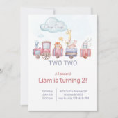 Invitation Chugga Chugga Deux Train Fête d'Anniversaire (Devant)