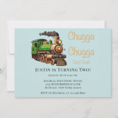 Invitation Chugga Chugga Deux Train Vert Fête d'Anniversaire (Devant)