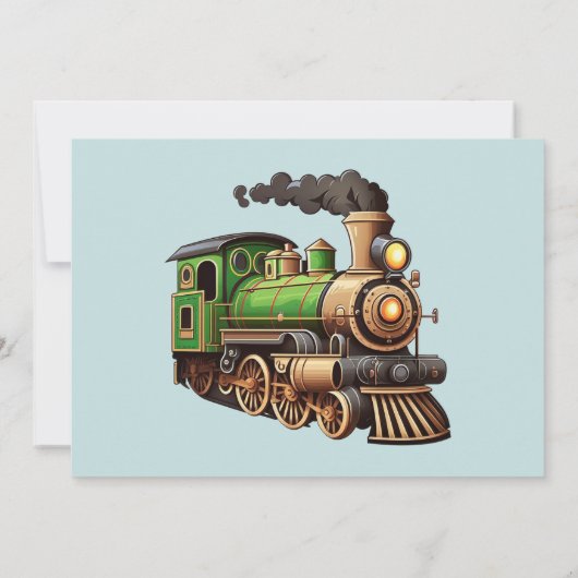 Invitation Chugga Chugga Deux Train Vert Fête d'Anniversaire (Dos)