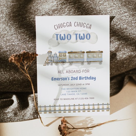 Invitation Chugga Chugga Two Two Train Second Birthday Invite
