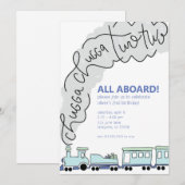 Invitation Chugga Chugga Two Two Train Second Birthday Party  (Devant / Derrière)