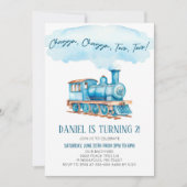 Invitation Chugga Deux Choo Choo Train 2e fête d'anniversaire (Devant)