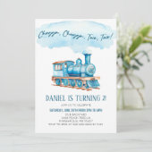 Invitation Chugga Deux Choo Choo Train 2e fête d'anniversaire (Debout devant)