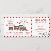Invitation Chugga Two Two Winter Train Ticket Second Birthday (Devant)