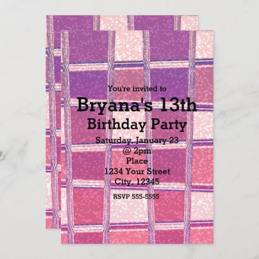 Invitation Chunky Chic Parties scintillant Carrés Glam Party (Devant / Derrière)