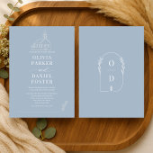 Invitation Church Chapel Dusty Blue Line Art Wedding