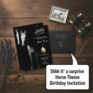 Invitation Chut, c'est un anniversaire de cheval surprise