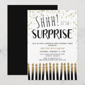 Invitation Chut ! C'est une bougie d'or surprise 50e annivers (Devant / Derrière)