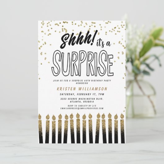 Invitation Chut ! C'est une bougie surprise 60e anniversaire (Debout devant)