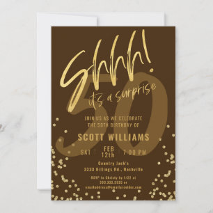 Invitation Chut ! C'est une fête d'anniversaire surprise en o