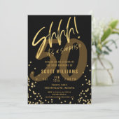 Invitation Chut ! C'est une fête d'anniversaire Surprise Gold (Debout devant)