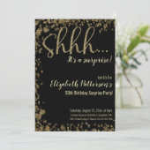 Invitation Chut! C'est une fête d'anniversaire surprise Or Ad (Debout devant)