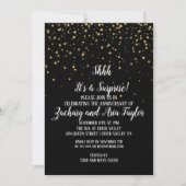 Invitation Chut ! C'est une fête surprise confettis dorés sur (Devant)