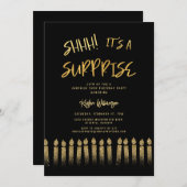 Invitation Chut ! C'est une surprise 50e anniversaire bougie (Devant / Derrière)