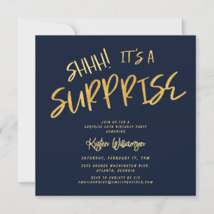 Invitation Chut ! C'est une surprise 50e anniversaire Gold Bl