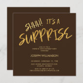 Invitation Chut ! C'est une Surprise 50e Anniversaire Gold Br (Devant / Derrière)