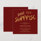 Invitation Chut ! C'est une Surprise 50e Anniversaire Gold Bu (Devant / Derrière)